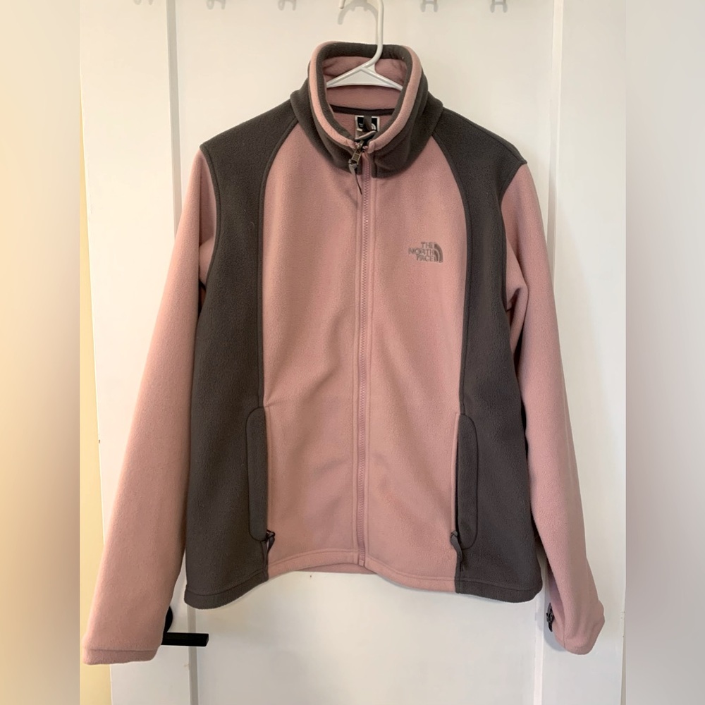 The North Face Pink and Gray Fleece Jacket, size M, very good used condition
